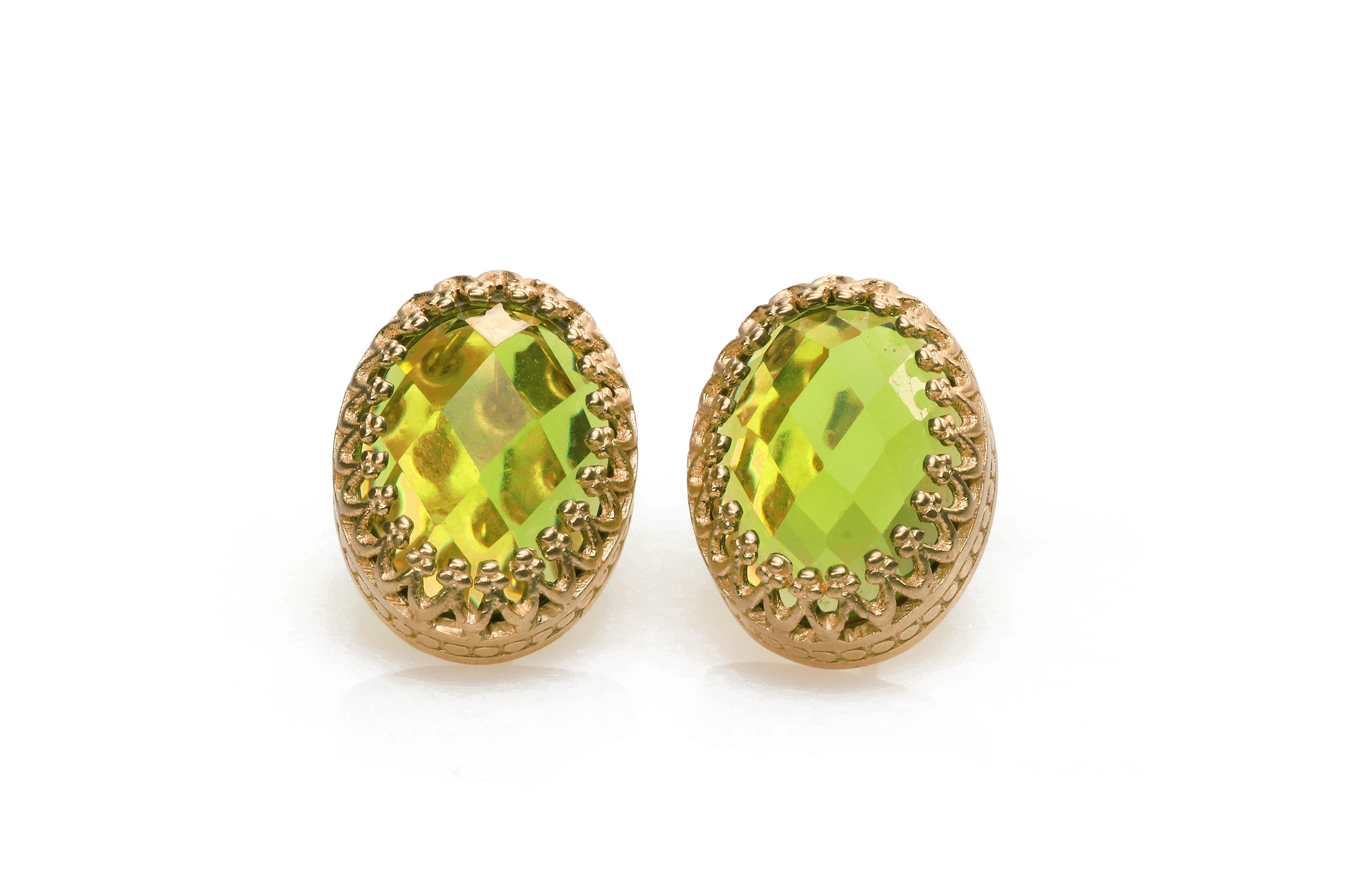 Classic Bubble Peridot Rose Gold Drop Earrings - London Road Jewellery