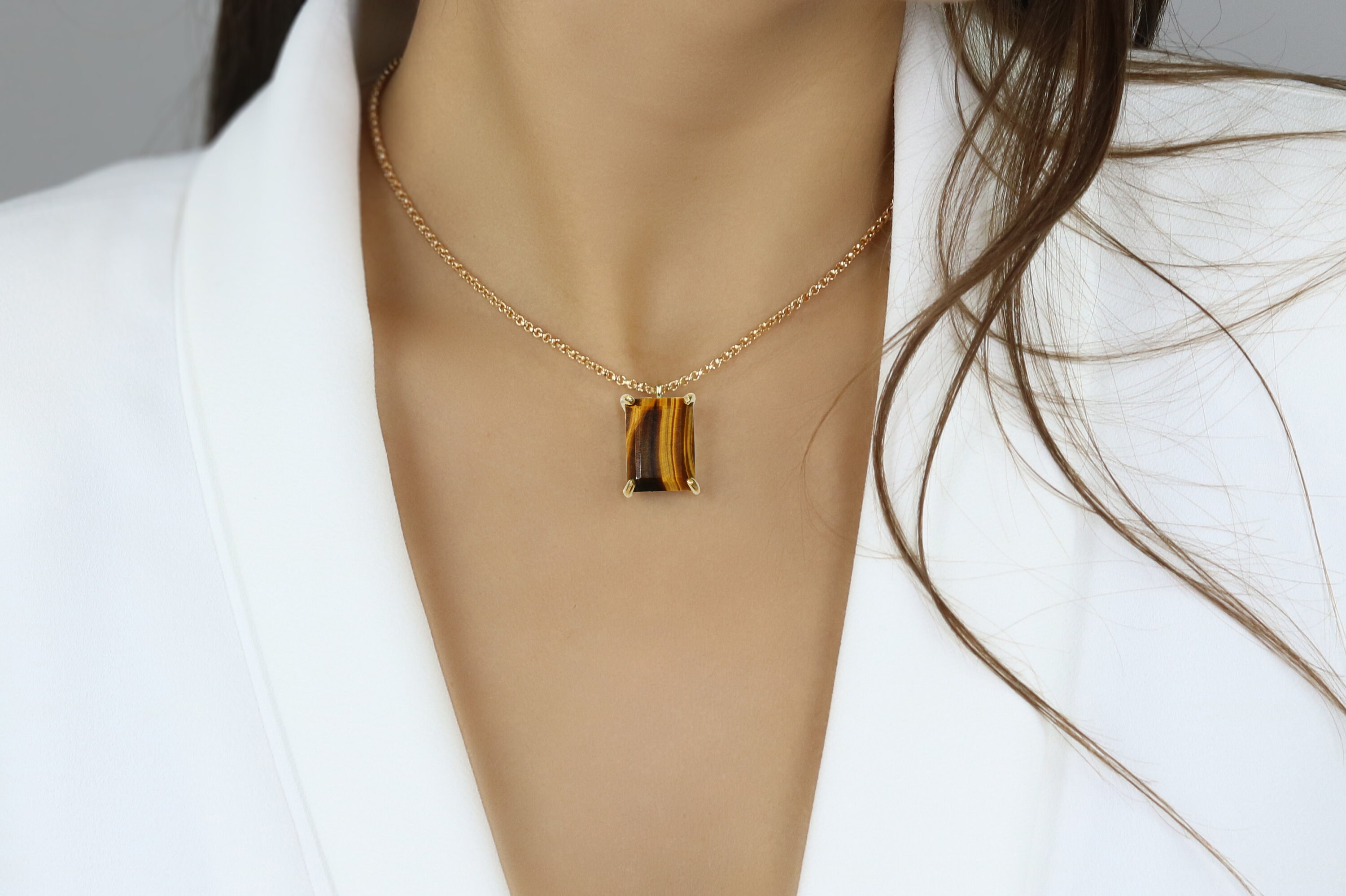 White gold tigers shop eye necklace
