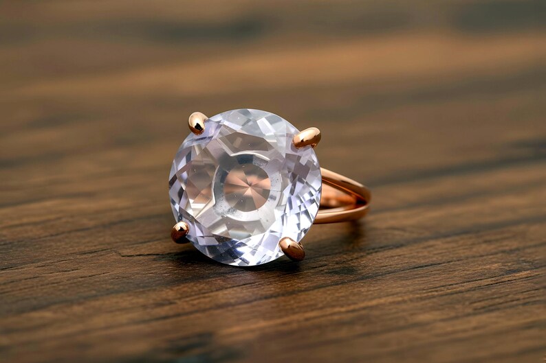 Anillo de tanzanita de talla redonda · Regalo de piedra natal de diciembre · Anillo de piedra vermeil de 18k · Joyería grabada imagen 9