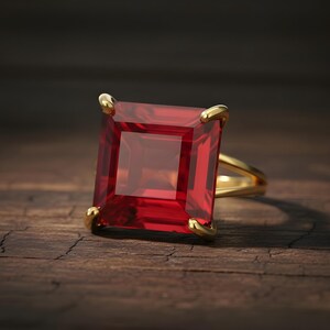Pink Tourmaline Square Princess Cut Ring · 18k Gold Vermeil Jewelry · October Birthstone image 13