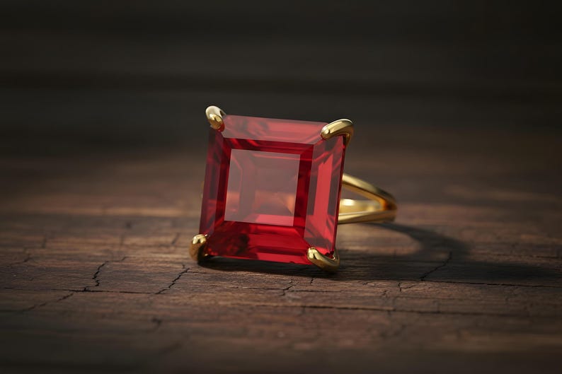 Pink Tourmaline Square Princess Cut Ring · 18k Gold Vermeil Jewelry · October Birthstone image 13