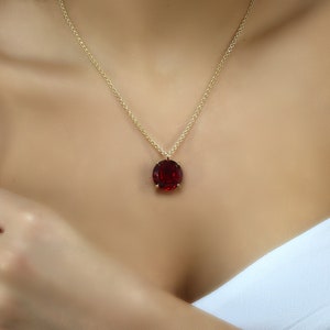 Round Garnet Pendant · Simple Pendant Necklace · Gemstone Pendant For Mom · January Birthstone Pendant · Gifts For Mom