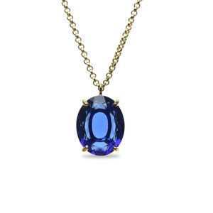 Oval Blue Sapphire Necklace Birthday Gift for Her September Birthstone ...