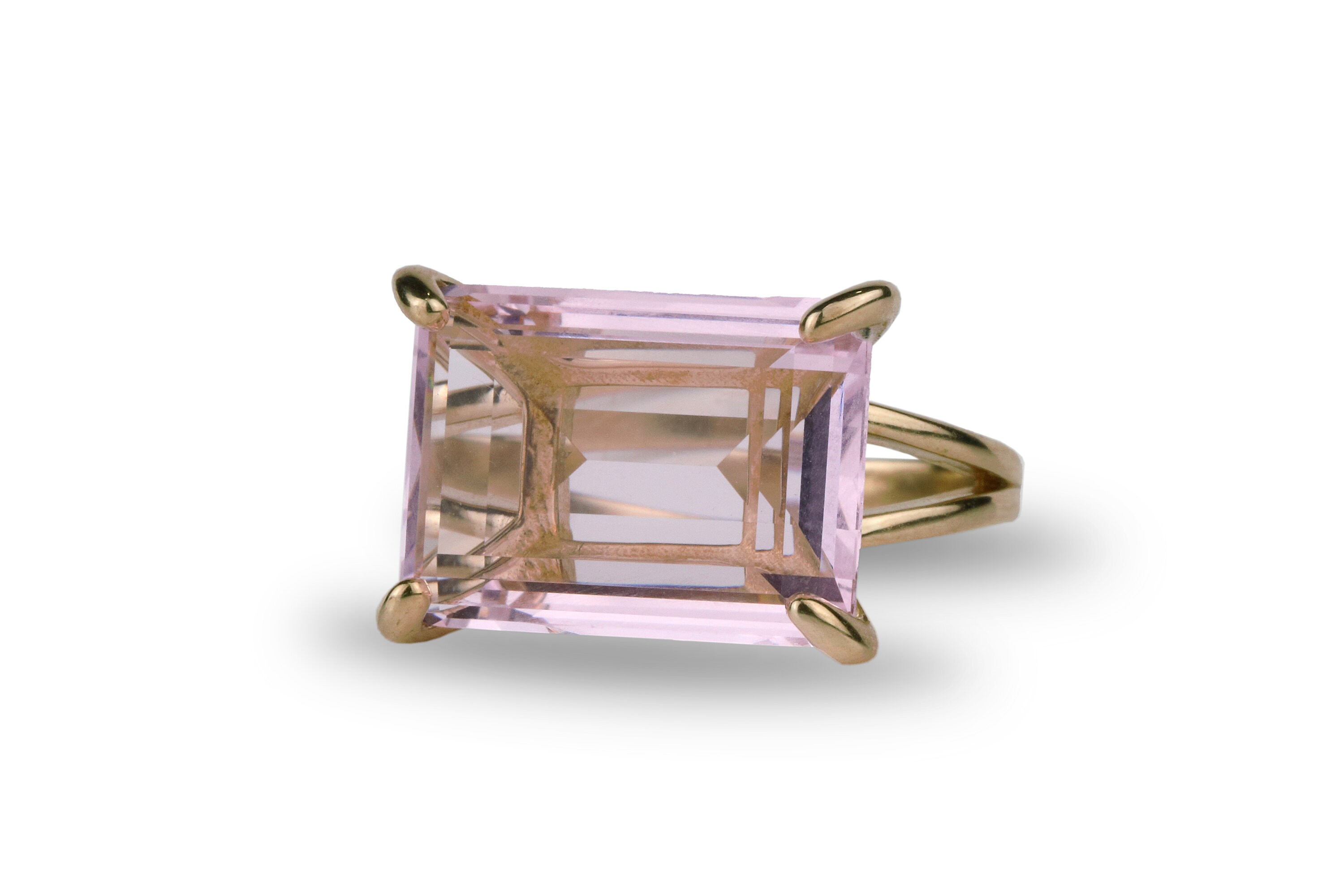Rose quartz 2024 emerald cut ring