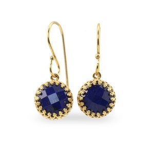 Baumeln Ohrringe Gold · Gold Lapis Ohrringe · Halbedelstein Geburtsstein Ohrringe · September Stein Ohrringe · Lapis baumeln Ohrringe