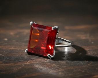 Anello in argento sterling 925 con pietra preziosa Acquamarina coltivato in laboratorio per uomo e donna gioiello fatto a mano TSR1083AY1_47 (15.0