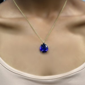 Pear Cut Sapphire Necklace · Gifts For Her Pendant · September Birthstone Pendant · Intuition · Meditation Necklace · Optimism Jewelry