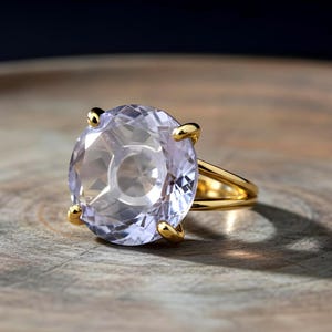 Anillo de tanzanita de talla redonda · Regalo de piedra natal de diciembre · Anillo de piedra vermeil de 18k · Joyería grabada imagen 2