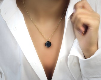Black Onyx Pendant · Black Stone Necklace · Diamond