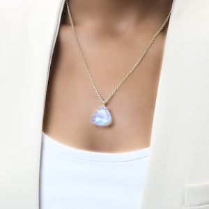 18k Gold Vermeil Moonstone Necklace · Shifting Color Necklace · Natural Crystal Necklace · 18k Gold Moonstone Necklace For Women