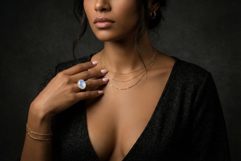 June Birthstone · Rainbow Moonstone Oval Cut Ring · Gemstone Calmness Handmade Jewelry image 5