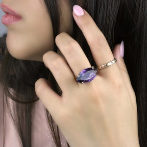Amethyst Ring · Rose Gold Gemstone Ring · Purple Ring · Boho Ring · Gifts For Her · February Birthstone Ring