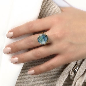 Labradorite Ring · Gemstone Ring · Cocktail Ring · Prong Ring · Stone Ring · Round Ring · Gold Filled Ring