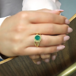 Green Onyx Ring · Gold Ring · Semi Precious Ring · Delicate Ring · Double Band Ring · Green Ring · Gemstone Ring