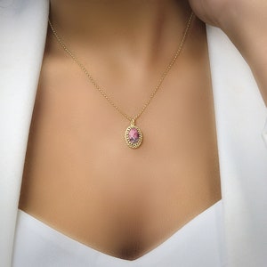 Rhodonite Necklace · Dark Pink Pendant Necklace · Gemstone Necklace In Gold · Gold Filled Necklace · Rhodonite Pendant Necklace