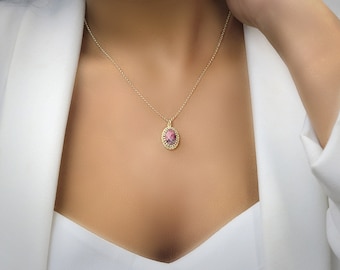 Rhodonite Necklace · Dark Pink Pendant Necklace · Gemstone Necklace In Gold · Gold Filled Necklace · Rhodonite Pendant Necklace