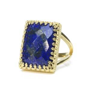 Lapis Ring · Rectangular Ring · Statement Ring · September Birthstone Ring · Gemstone Ring · Wow Ring · Rectangle Ring image 6
