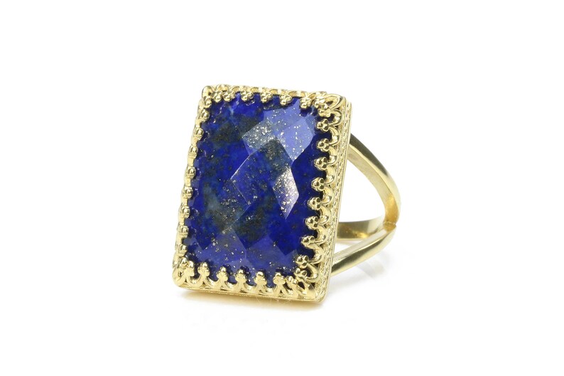 Lapis Ring · Rectangular Ring · Statement Ring · September Birthstone Ring · Gemstone Ring · Wow Ring · Rectangle Ring image 6
