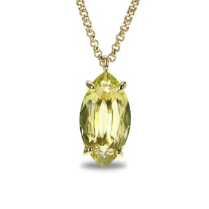 Marquise Quartz Pendant · Yellow Quartz Necklace · Lemon Quartz Pendant · Gold Filled Necklace · Gold Quartz Pendant Necklace