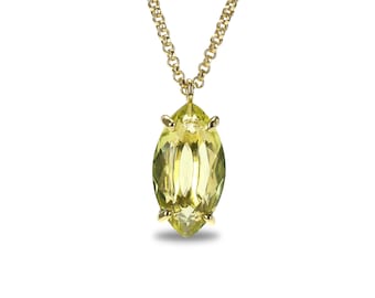 Marquise Quartz Pendant · Yellow Quartz Necklace · Lemon Quartz Pendant · Gold Filled Necklace · Gold Quartz Pendant Necklace