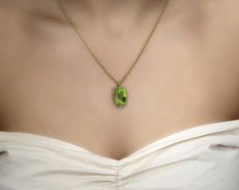 August Birthstone Peridot Necklace · Marquise Shape Pendant Necklace · Big Pendant Gold · Green Peridot Necklace · Gifts For Wife