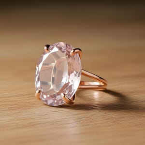 Oval Ring · Gemstone Ring · Rose Gold Ring · Rose Quartz Ring · Love Ring · Pink Quartz Ring · Double Band Ring · Cocktail Ring