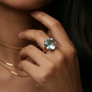 18k Rose Gold Ring · Hexagon Cut Topaz Ring · Rose Gold Vermeil Ring · November Birthstone Ring image 2