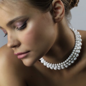 3 Layers Shell Beaded Necklace · Round Shell · Bridal Shell Necklace · Wedding Accessory · Big Shell Statement Necklace