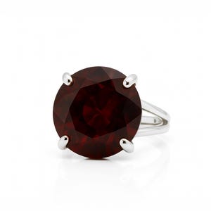 AA Quality Garnet Ring · Sterling Silver Ring · Fine Jewelry Handmade Rings · Prong Cocktail Ring · 14 Karat White Gold Ring
