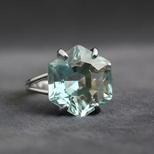 18k Rose Gold Ring · Hexagon Cut Topaz Ring · Rose Gold Vermeil Ring · November Birthstone Ring image 6