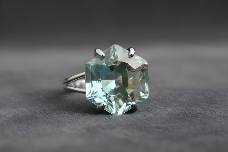 18k Rose Gold Ring · Hexagon Cut Topaz Ring · Rose Gold Vermeil Ring · November Birthstone Ring image 6