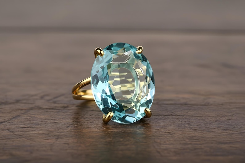 Blue Topaz Ring · Gold Ring · 14k Gold Filled Ring · Cocktail Ring · Gemstone Ring · Birthstone Rings · Bridesmaid Rings · Wedding Ring image 3