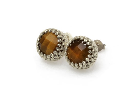 Tiger eye on sale earrings studs gold