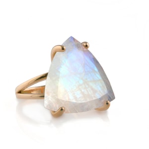 Rose Gold Moonstone Ring · June Birthstone Ring · Triangle Stone Ring · Prong Ring · Double Band Ring · Statement Ring