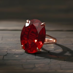 Vertical Oval Ruby Ring · Red Ruby Ring · Oval Cut Gemstone Ring · Engraved Ruby Ring image 4