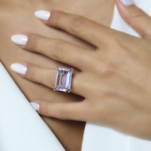 925 Sterling Silver Tanzanite Ring · Silver Gemstone Ring · Wedding Ring Tanzanite · Big Engagement Ring · Sterling Cocktail Ring