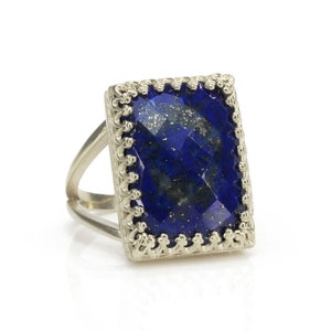 Lapis Ring · Rectangular Ring · Statement Ring · September Birthstone Ring · Gemstone Ring · Wow Ring · Rectangle Ring image 2