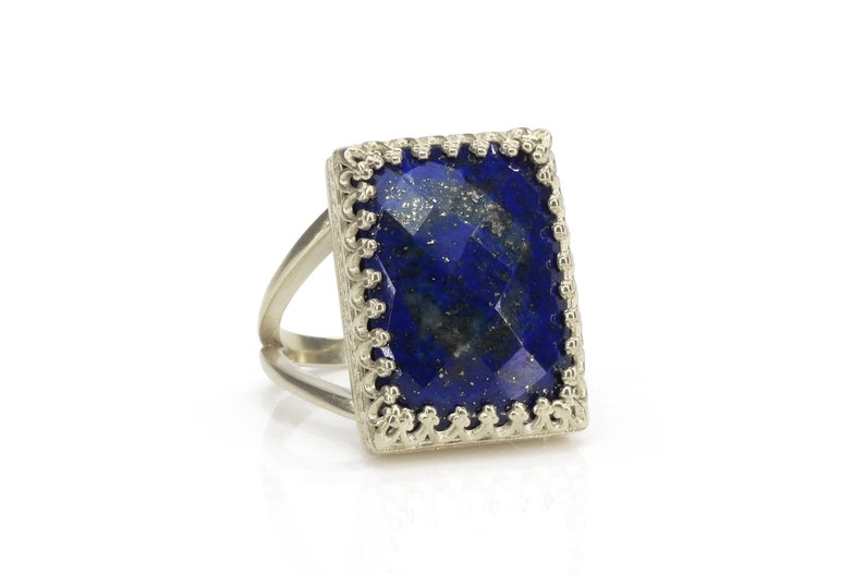 Lapis Ring · Rectangular Ring · Statement Ring · September Birthstone Ring · Gemstone Ring · Wow Ring · Rectangle Ring image 2