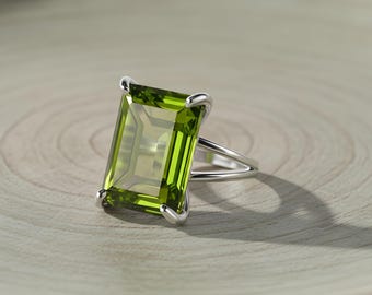 August Birthstone Ring · Peridot Ring · Rectangle Ring · Emerald Cut Ring · Gemstone Ring · Cocktail Ring · Statement Ring · Bridal Ring