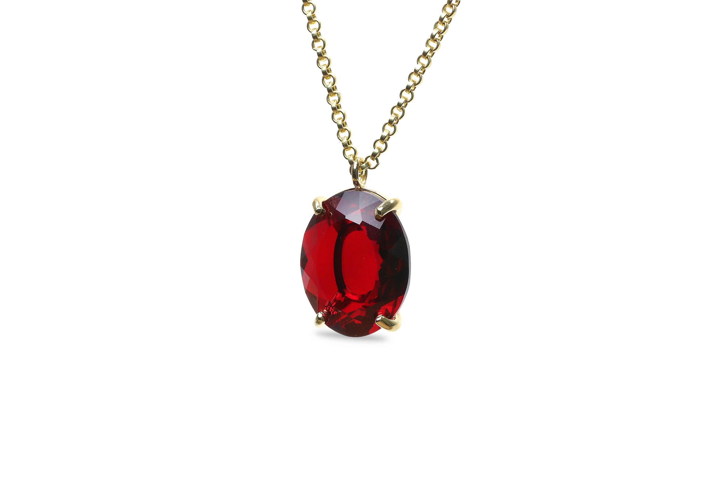 Large Garnet Pendant · Oval Cut Garnet Necklace · Gemstone Necklace · January Birthday Gift for Her · Oval Pendant