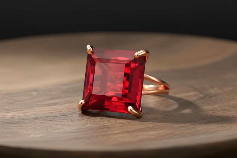 Pink Tourmaline Square Princess Cut Ring · 18k Gold Vermeil Jewelry · October Birthstone image 6