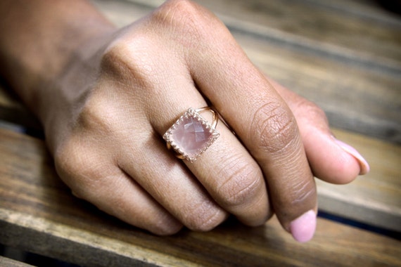 Pink quartz rose gold best sale ring