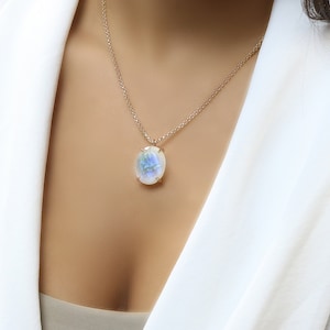 Rose Gold Moonstone Necklace · Oval Cut Moonstone Pendant · Blue Flash Moonstone Necklace · Bridal Necklace