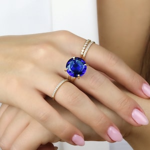 14 Karat Sapphire Ring,Blue Sapphire Gemstone Ring,Gold Cocktail Ring,Gifts For mom,Birthday Gift For Sister,September Birthstone Ring