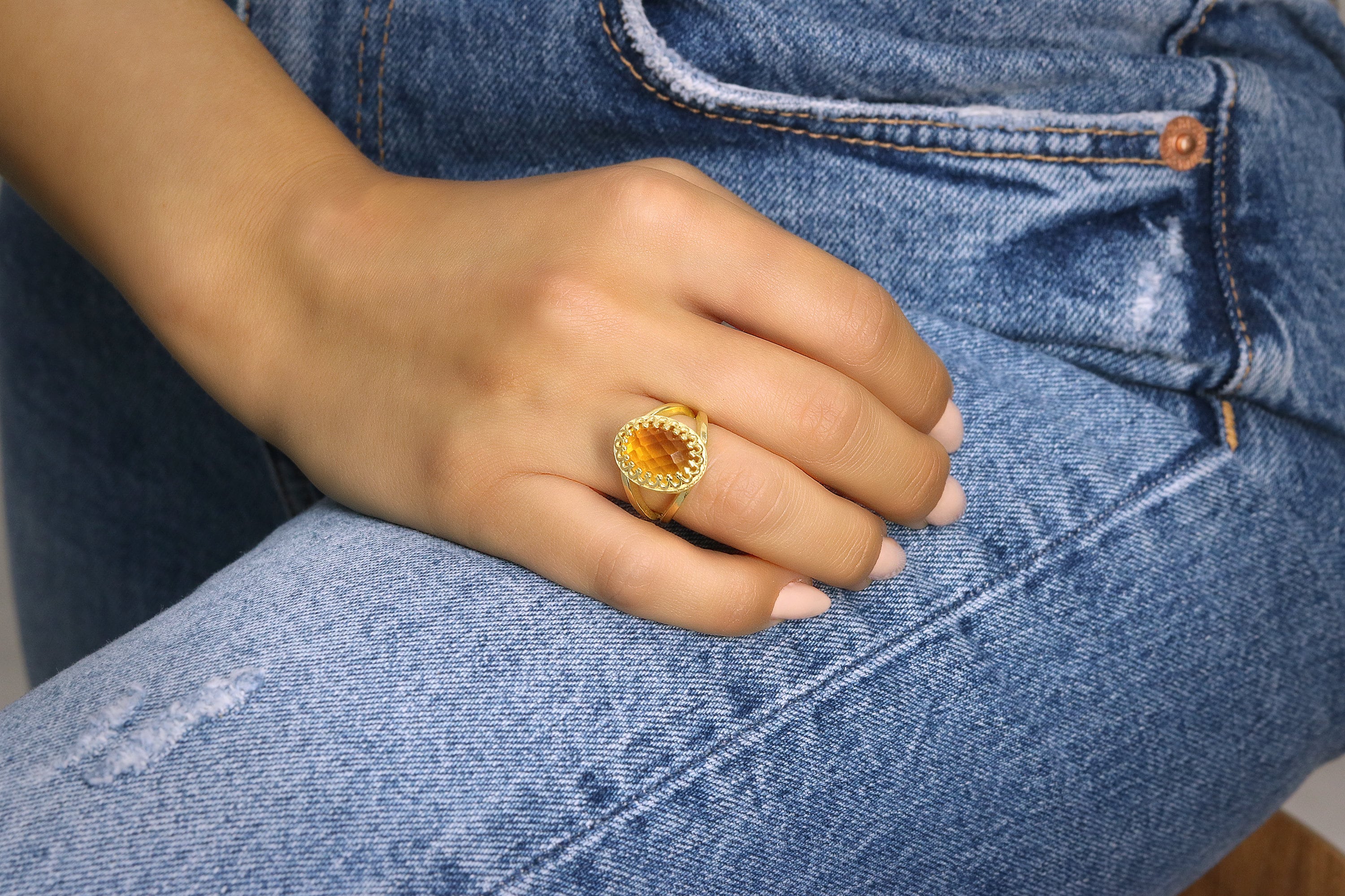 Citrine Ring · Gemstone Ring · November Birthstone Ring · Gold
