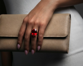 Vertical Oval Ruby Ring · Red Ruby Ring · Oval Cut Gemstone Ring · Engraved Ruby Ring