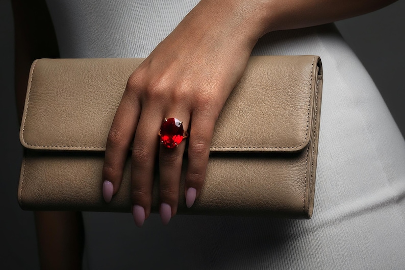 Vertical Oval Ruby Ring · Red Ruby Ring · Oval Cut Gemstone Ring · Engraved Ruby Ring image 1