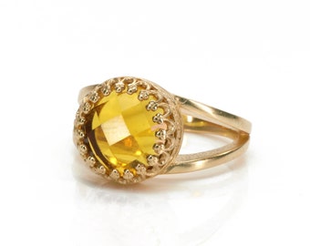 Citrine Ring · Rose Gold Ring · Gemstone Ring · November Birthstone · Rose Gold Citrine Jewelry · Vintage Ring