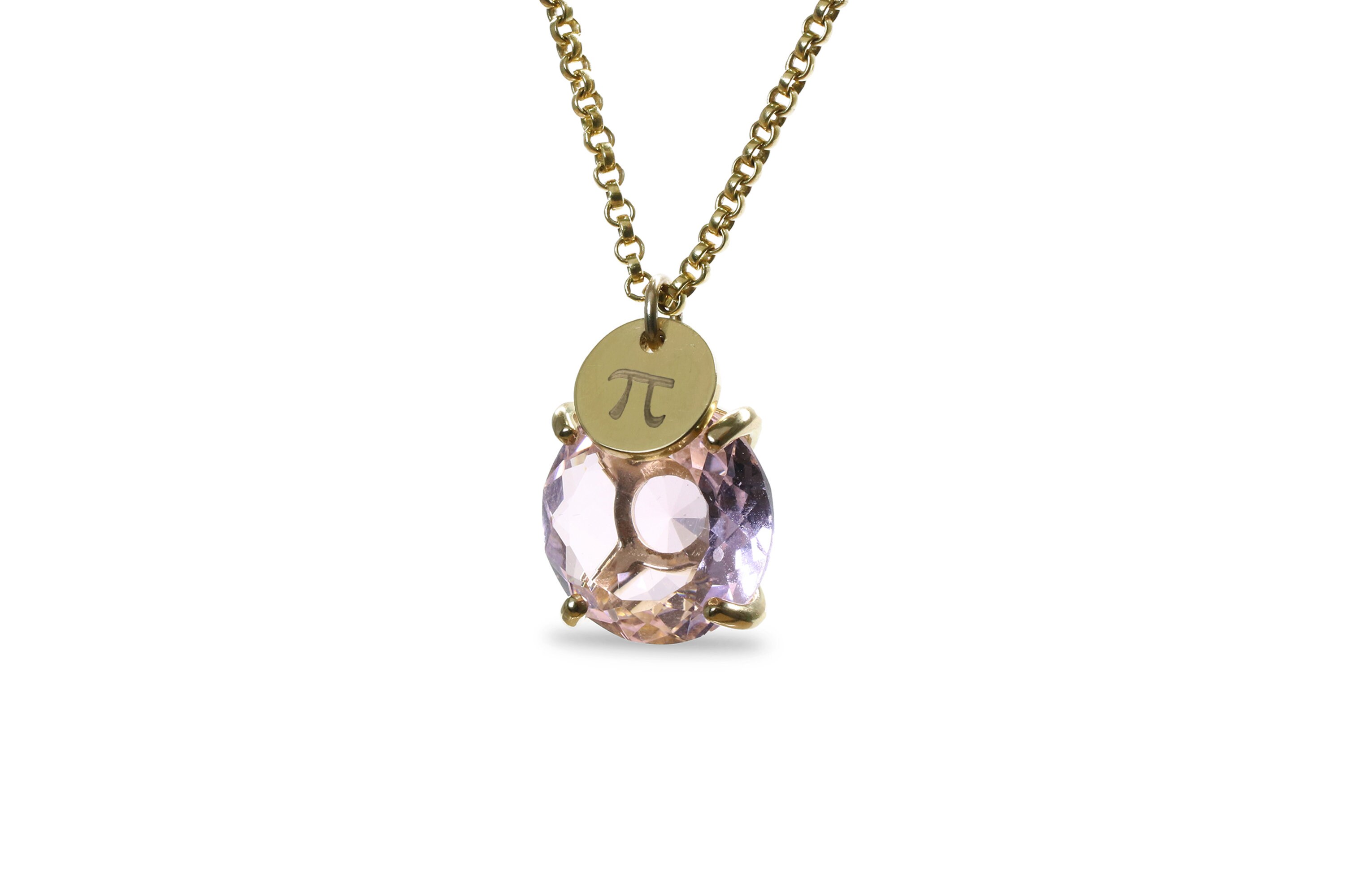 Collar inicial griego Collar Cuarzo Rosa Collar de - Etsy