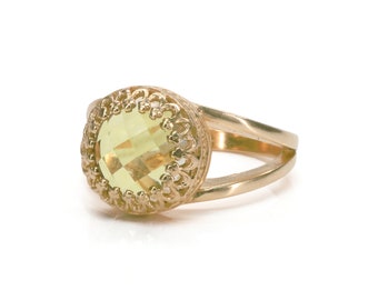 Lemon Quartz Ring · Rose Gold Ring · Gold Filled Ring · Pink Gold Rings · Yellow Quartz Ring · Gemstone Ring · Solid Gold Ring